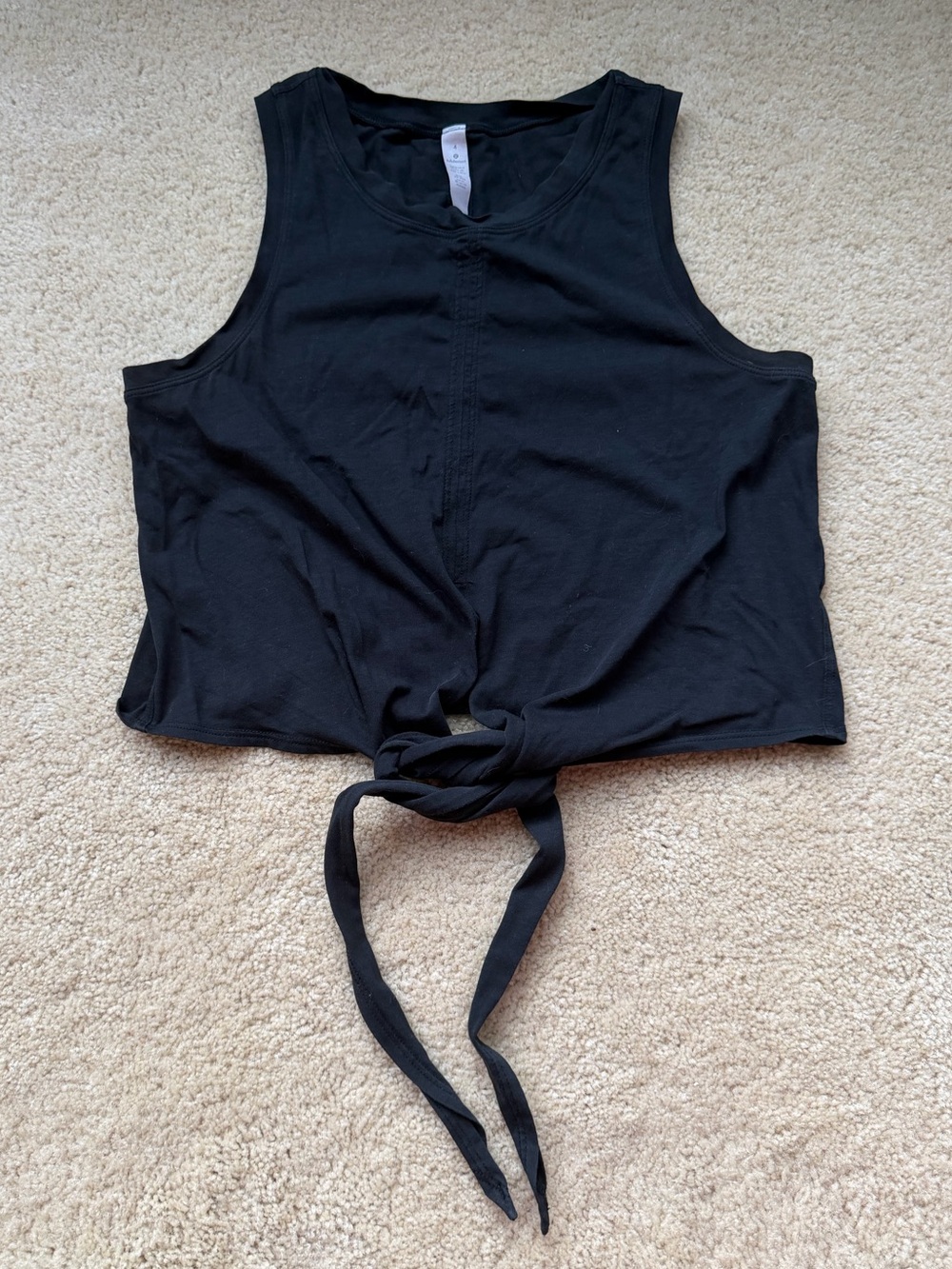 Lululemon Women's Black Sleeveless Tie-Front Cropped Tank Top - Size 4 - VGUC